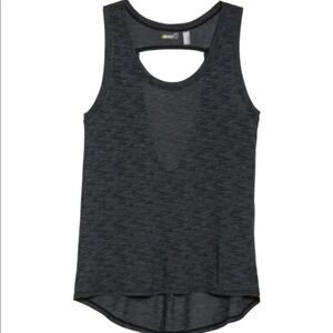 Zella Lean Routine Cut Out Back Workout Scoop Neck Burnout Tank Black Sz Medium